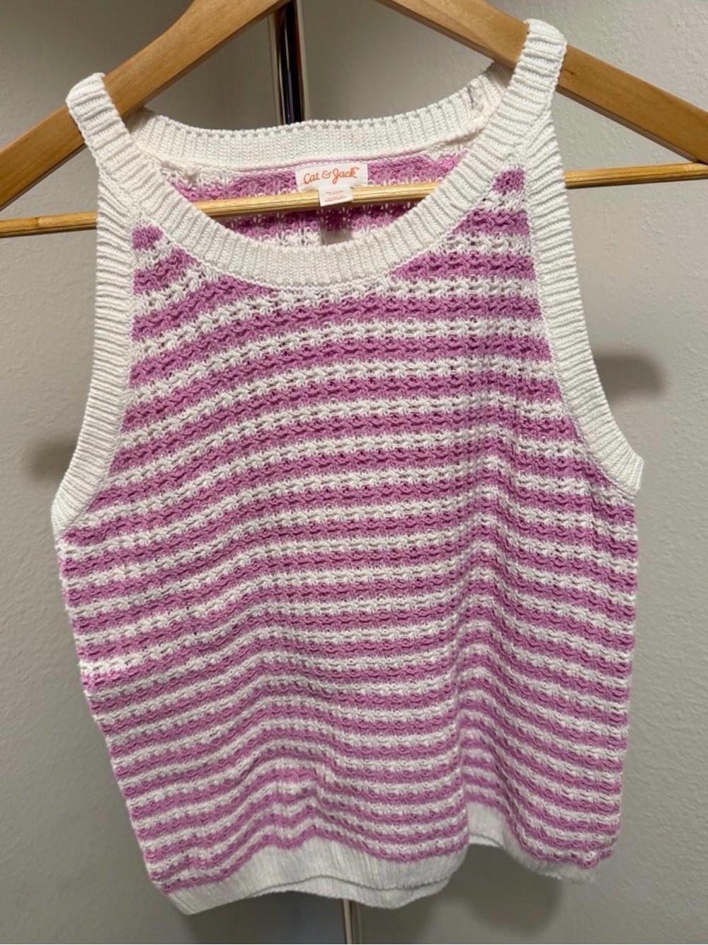 Cat & Jack White and Lavender Striped Knit Tank